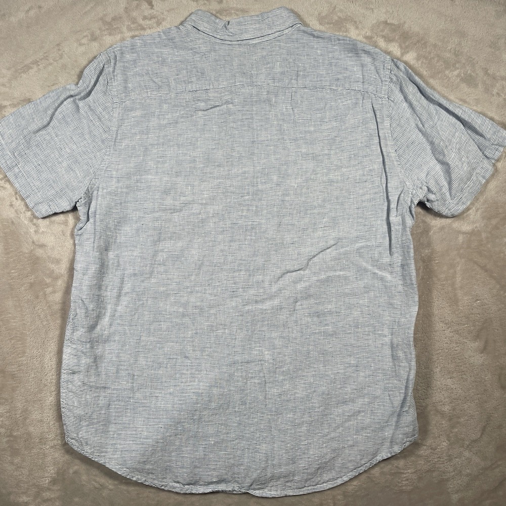 Abercrombie & Fitch Shirt Mens XL Blue Summer Linen Blend Camp Short‎ Sleeve - Picture 6 of 8